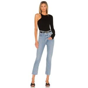 AGOLDE Denim - Riley Crop High-Rise Button Fly Straight Leg Jeans in Shiver 26